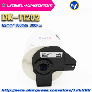 100 Zvitkih Združljiv DK-11202 Oznaka 62mm*100mm Združljiv za Brother Tiskalnik za Nalepke Vsi Prihajajo S Plastično Držalo 300Pcs/Roll
