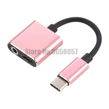 200pcs kovinske zlitine 2 in1 Tip-C USB C do 3,5 mm Avdio Priključek za Slušalke Adapter za samsung s8 s9 za lg g5