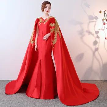 2019 Lady Stranka Cheongsam Orientalske Ženske Maxi Obleko Modne Kitajski Slog Elegantno Dolgo Qipao Seksi Poročne Haljo Vestido S-XXL