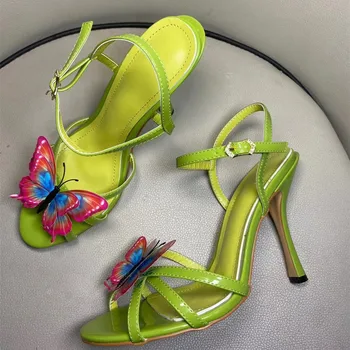 2020 Poletje Ženske blagovne znamke new visoke kakovosti metulj visoko peto sandali Elegantne ženske v visokih petah obleko čevlje EU35-42 velikost BY811