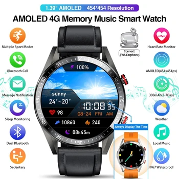2021 2022 Novo 454*454 Zaslon, Pametno Gledati Vedno Prikaže Čas Bluetooth Klic Lokalne Glasbe Smartwatch Za Mens Android