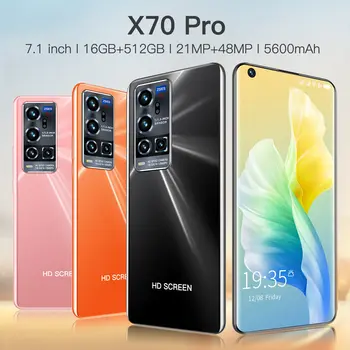 2021 nov Pametni telefon X70 Pro 16Gb Ram 512Gb Rom in Dual SIM Odklenjena mobilni telefon Android 10.0 MTK 6799 Deca Core Mobile Phones
