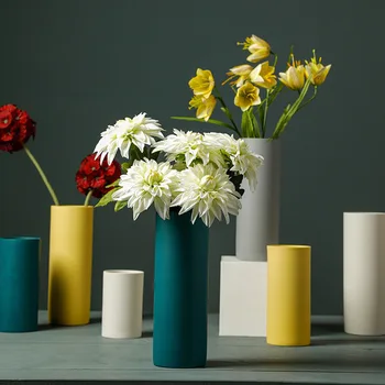 25 cm valj, Keramične Vaze Poroka za Hydroponic Rastline Ustvarjalni Dom Okraski Obrti Darilo