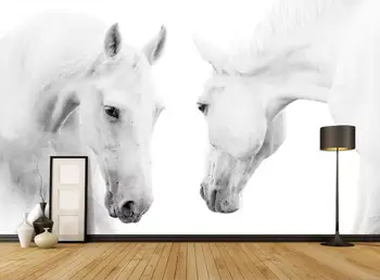 3D Ozadje po Meri, katere Koli Velikosti, Zidana Ozadje Živali beli konj fotografiji v ozadju stene Doma Dekor Steno dnevne Sobe, ki Zajema