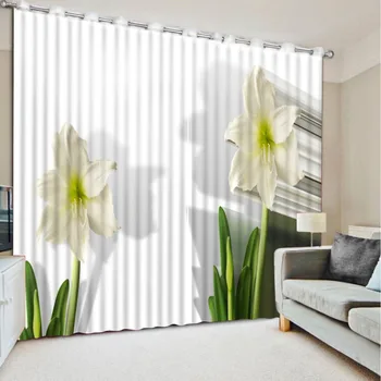 3d zavese Top Classic 3D Evropski modni Stil okna zavese bele vrtnice cvet zavese dom spalnica dekoracijo