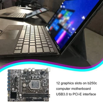 B250C Rudarstvo Matično ploščo z G3930 CPU+1XDDR4 8G 2133Mhz RAM+SATA Kabel 12XPCIE, da USB3.0 Grafično Kartico Reža Odbor