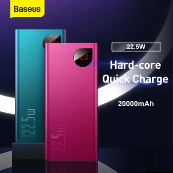 Baseus 20000mAh Moči Banke Za 22,5 W PD 4.0 3.0 Hitro Polnjenje SCP Tip C Powerbank Zunanje Baterije Prenosni Hiter Polnilec za Telefon