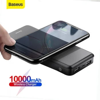 Baseus Qi Brezžični Polnilnik Moči Banke 10000mAh USB PD Hitro Polnjenje Zunanji Baterijski Prenosni Polnilec Potovanja Powerbank Za Telefon