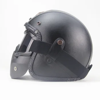 E-poslovanje čelada priročnik osebnost retro zaščitno čelado električni motocikel 3 / 4 Usnje pol čelado, želvo Kralj