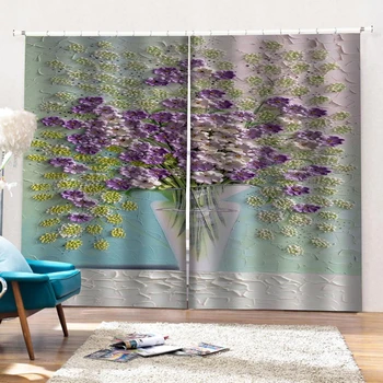 Foto vijoličen cvet zavese Zavese 3D stereoskopski veren windproof zadebelitev blackout tkanine