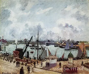 Francoski impresionizem slike Zunanji pristanišče Le Havre, ki jih Camille Pissarro Visoko kakovostnih Ročno poslikane