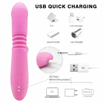 G Spot Rabbit Vibrator Z Ogrevanjem Thrusting Sesanju Klitorisa Dildo Vibratorji Stimulator Dvojno Motornih Nepremočljiva Adult Sex Igrače