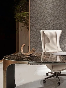Italijanski fashional šef mizo nov slog luksuzni office tabela Izvršni Urad Krožne marmorja mesa mizo po meri
