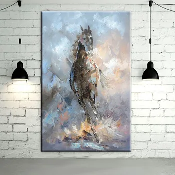 Izkušen Umetnik Ročno poslikano Visoke Kakovosti Povzetek Konj Oljna slika Na Platnu Moderna Povzetek Konj Slikarstvo Dekoracijo