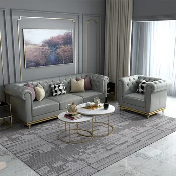 Kavč sodobna villa dnevna soba usnjeni kavč set pohištva