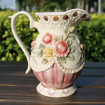 Keramični ustvarjalne rose cvetje vaza kavo pot, doma dekor obrti soba poroka okraski obrt porcelan figurice