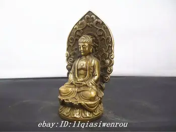 Kitajski Medenina Budizem Šakjamuni Kwan-yin Guanyin Buda 3 Bogov Nastavite Kip kovinske obrti