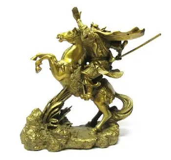 Kitajski MEDENINA medenina Dragon Warrior Guan Gong/ Yu na konja Kip 7