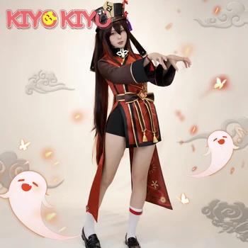 KIYO-KIYO Igra Genshin Vpliv Cosplays Hu Tao Kimono Cosplay Kostum Halloween Kostumi Nova Koža Obleko za ženske