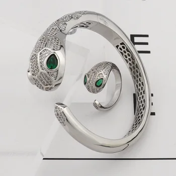 Moda Klasičnih Živali Kača Zapestnica in prstan nakit set Dubaj European women ' s poročno darilo nakit set B1355