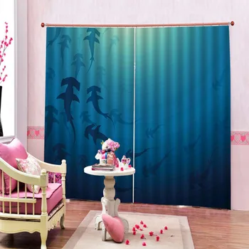 Modre zavese 3D Okna Zavese Dinozaver tiskanja Luksuzni Mrk Za dnevno Sobo Blackout zavese