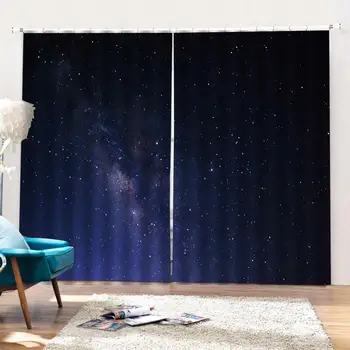 Modre zavese velikost po Meri Luksuzni Blackout 3D Oknu, Zavese Za dnevno Sobo star zavese