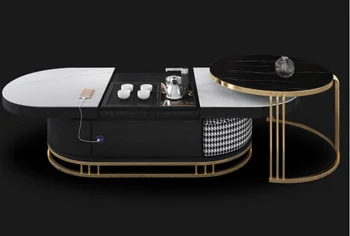 Novo večnamensko mizo čaj TV omara kombinacija rock plošča ovalne inteligentni Kung Fu čaj tabela dviganje in spuščanje