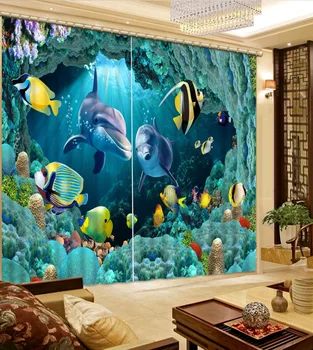 Ocean zavese dolphin zavese Zavese 3D Luksuzni Blackout Okna Zavese Dnevna Soba