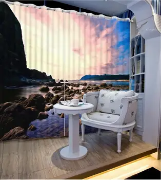 Okna zavese prilagodite 3D zavese Kamen jezerske vode otroci soba, Dnevna soba, spalnica 3D zavese