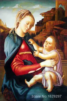 Oljna slika, za otroke, soba Madonna in Otrok s Sandro Botticelli Ročno poslikane Visoke kakovosti