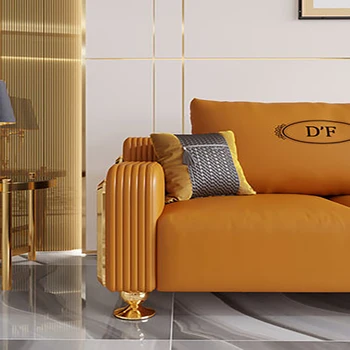 Postmoderni minimalističen slog in svetlobno razkošje villa usnjeni kavč vrhnjo plast cowhide kombinacija Evropske Ameriški Hong Kong slog