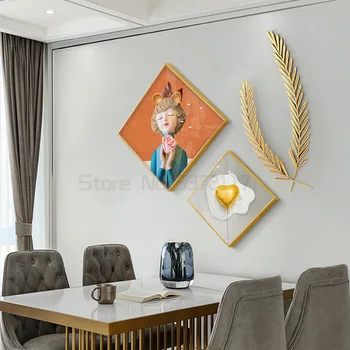 Restavracija dekoracijo slikarstvo sodoben Nordijski ozadju steni visi slikarstvo na jedilno mizo ne perforirano zidana