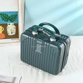 Retro slog ročno prtljago ženski 14-palčni srčkan kozmetični primeru majhnih potovanja, shranjevanje prtljage svetlobe mini kovček kovček Kozmetični ba