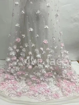 Roza London 2021 Nove vrhunske Kakovosti Lepo 3D Cvet Couture Til Očesa Čipke Za Žaganje Poročne obleke /Modna Oblikovalka