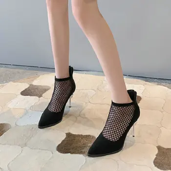 Sianie Tianie 2020 očesa neto poletje ženska, čevlji konicami prstov kristalno tanke visoke pete, škornji, sandali ženske črpalke ženske seksi sandali