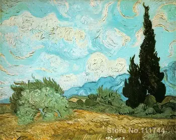 Sodobni umetnosti Pšenično Polje s Cipresami s Vincent Van Gogh slike za dnevno sobo Ročno poslikane Visoke kakovosti