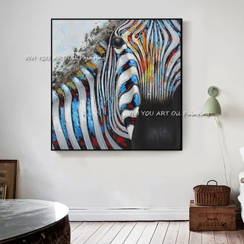 Sodobno Abstraktno Umetnost Zebra Oljna slika na Platnu Plakati Ročno Wall Art Slike za Dnevni Sobi Doma Dekor Brez Okvirja
