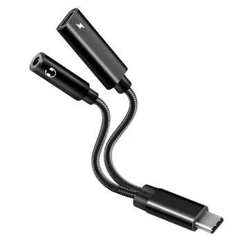 USB Tip C do 3,5 mm izhod za Slušalke in Adapter za Polnilnik 2 v 1USB C do Aux Audio Jack adapter Hifi in Hitro Polnjenje Ključ Kabel