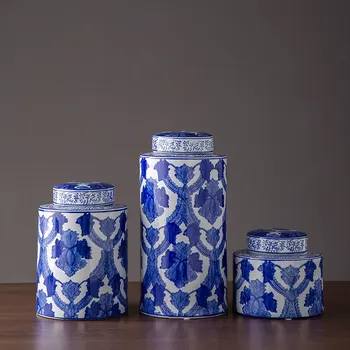 Ustvarjalne Naslikal Rože Keramične Vaze Kitajski Modri in Beli Porcelan Obrti Office Desktop Vaze Dnevna Soba Dekoracijo