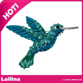 Velika Modra Kristal Hummingbird Broška Pin