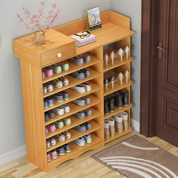 Večplastne čevelj rack preprostih gospodinjskih prostora za shranjevanje čevljev, kabinet gospodarske večnamensko imitacije masivnega lesa rack