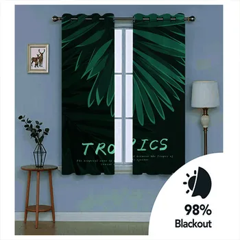 Zelene zavese velikost po Meri Luksuzni Blackout 3D Oknu, Zavese Za dnevno Sobo listov zavese